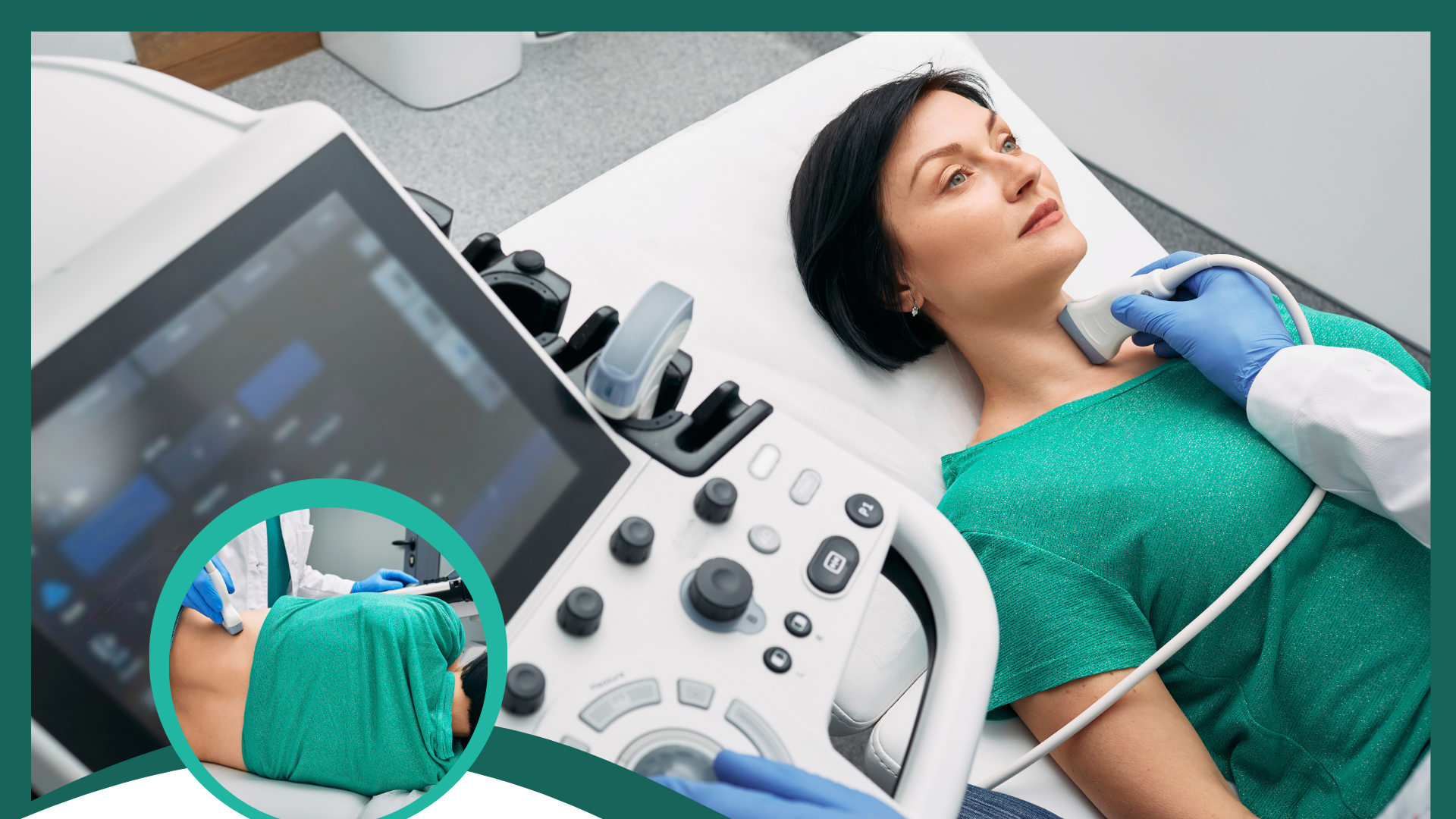 White And Teal Modern Ultrasound Clinic Service Flyer